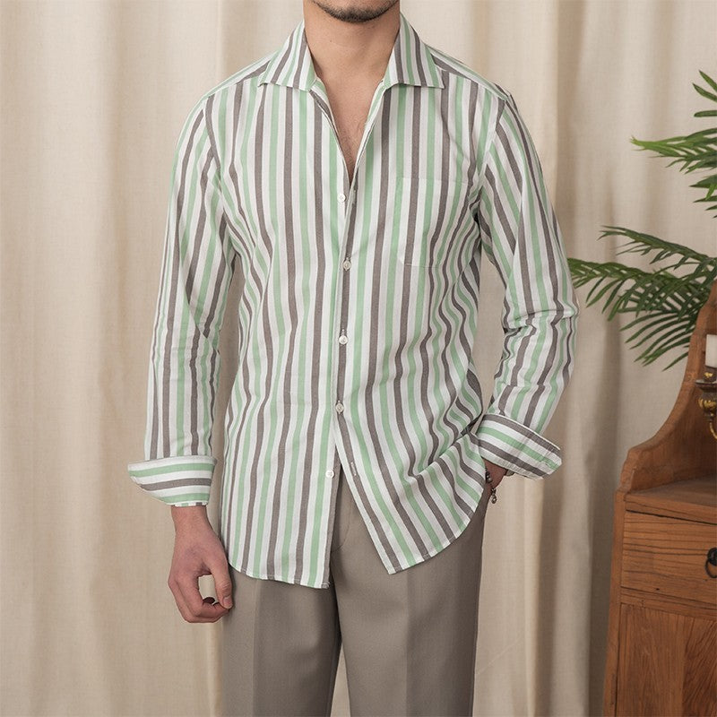 Camisa de algodón a rayas para hombre, informal, de negocios