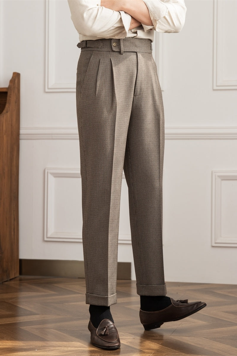 Men's Houndstooth High Waist Straight Casual Pants | Aimiliuz