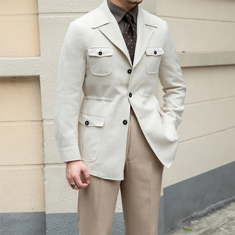 Safari Jacket Coat Texture Slim Fit