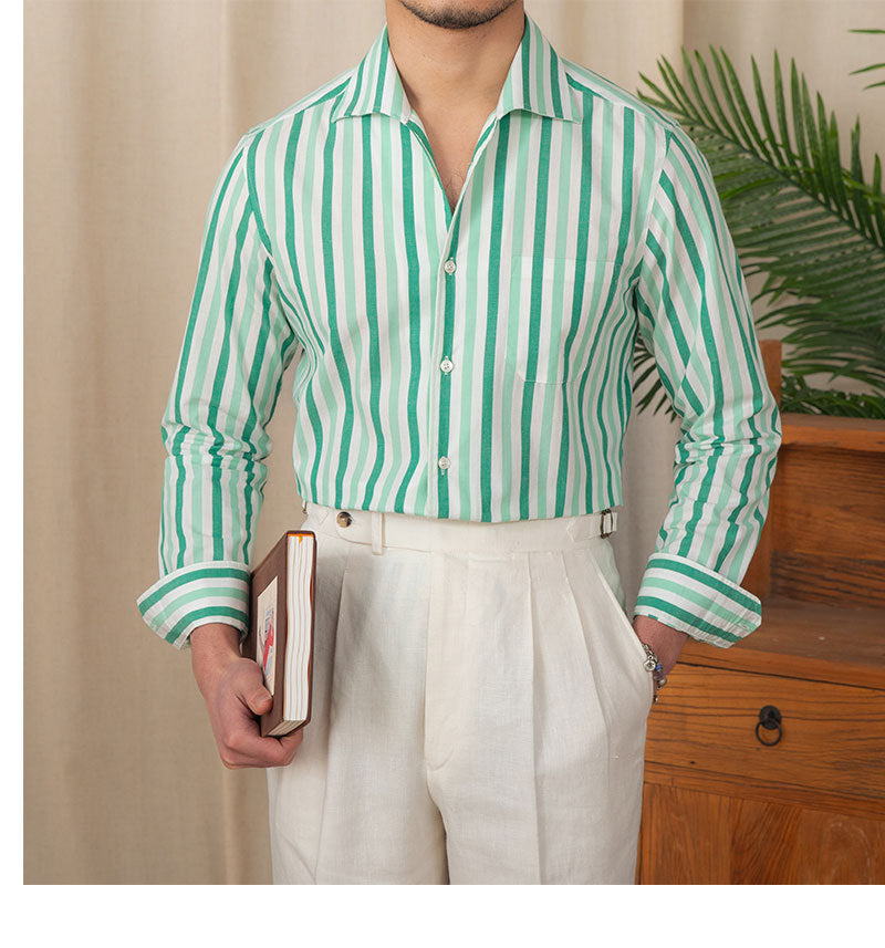 Camisa de algodón a rayas para hombre, informal, de negocios