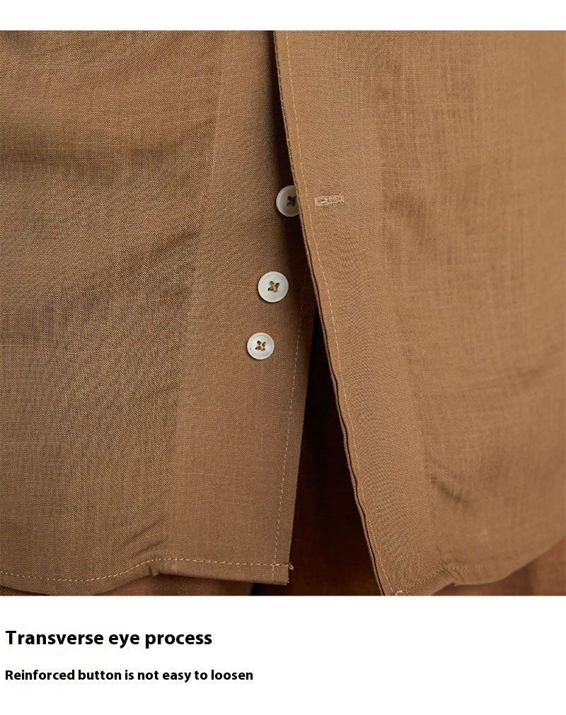 British Wild One-piece Collar Long-sleeved Shirt For Men