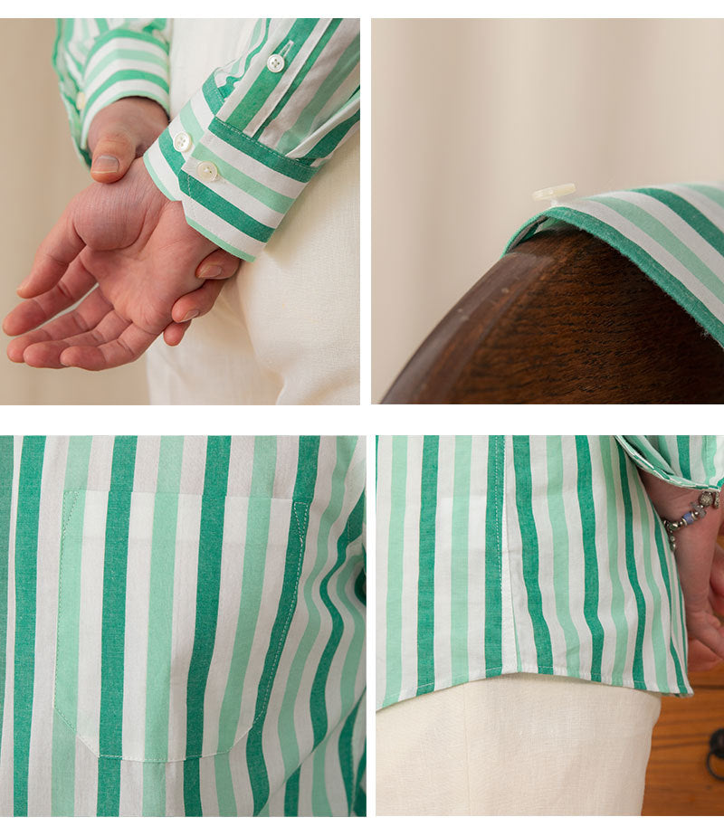 Camisa de algodón a rayas para hombre, informal, de negocios