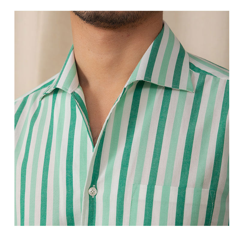 Camisa de algodón a rayas para hombre, informal, de negocios
