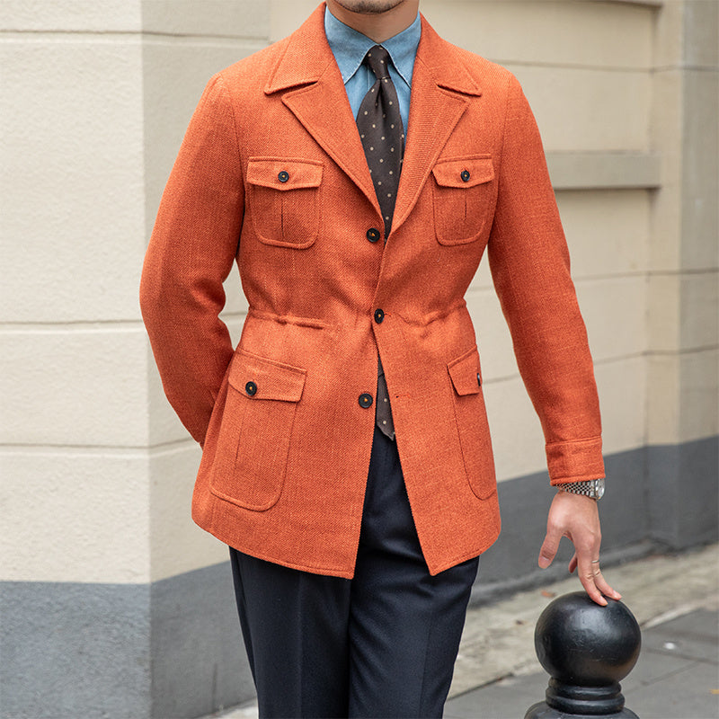 Safari Jacket Coat Texture Slim Fit
