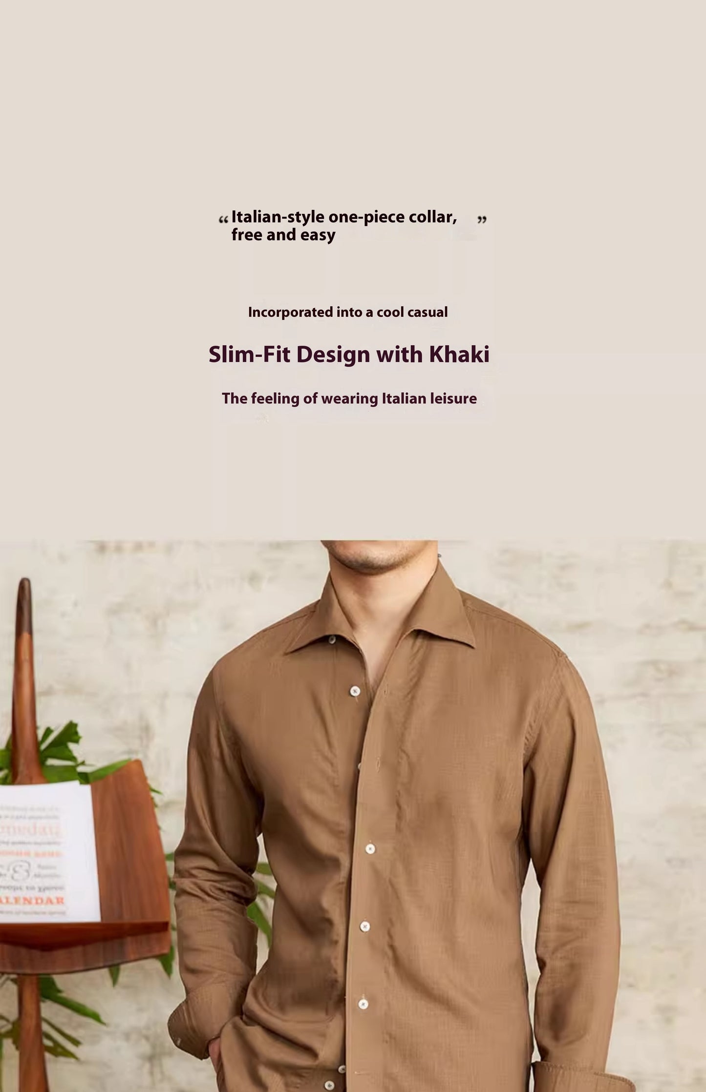 British Wild One-piece Collar Long-sleeved Shirt For Men