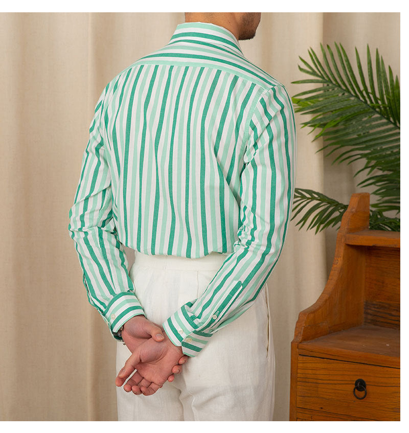 Camisa de algodón a rayas para hombre, informal, de negocios