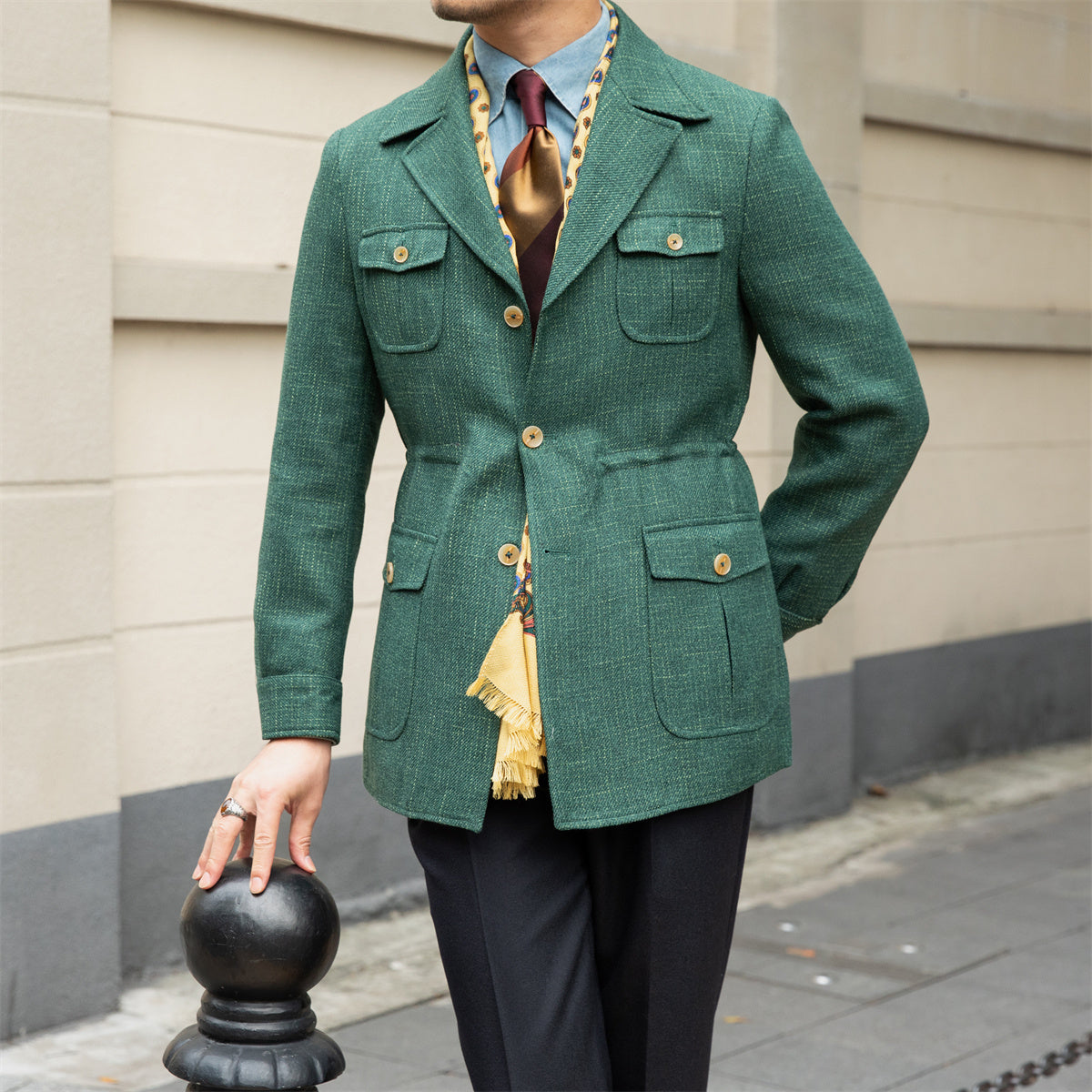 Safari Jacket Coat Texture Slim Fit