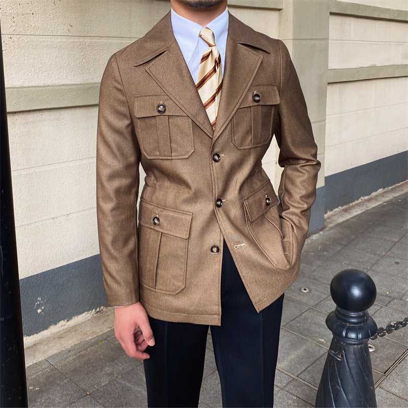 Men's Retro Fashion Casual Suit Collar Jacket | Aimiliuz