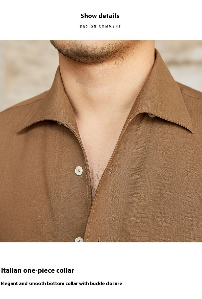 British Wild One-piece Collar Long-sleeved Shirt For Men