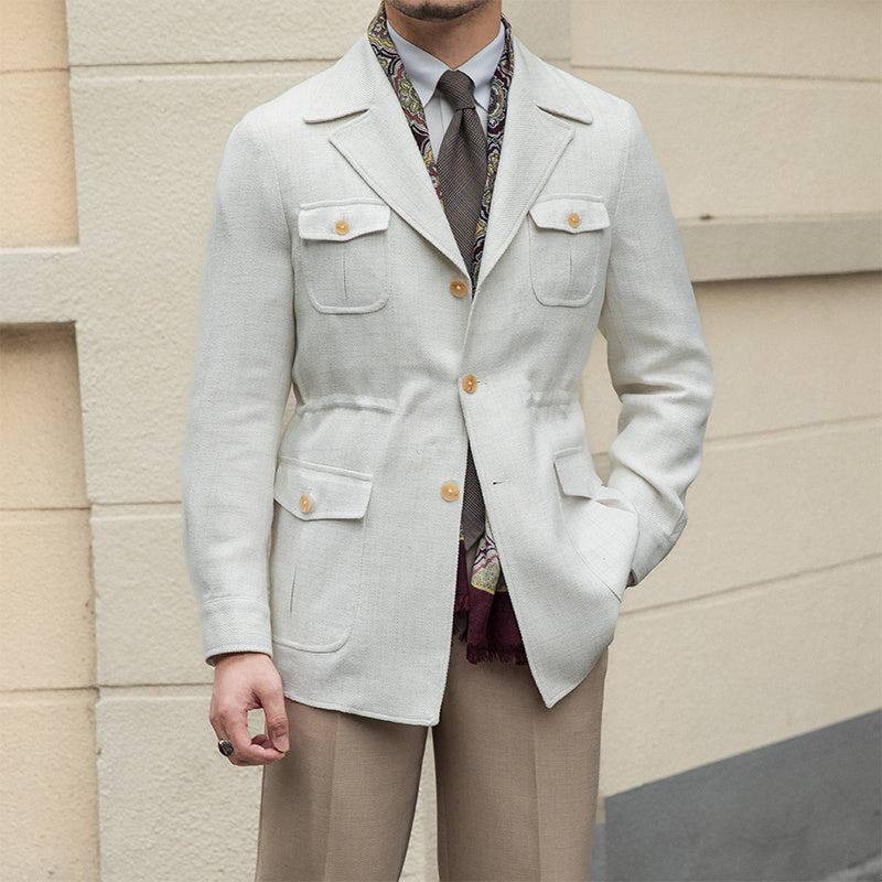 Safari Jacket Coat Texture Slim Fit