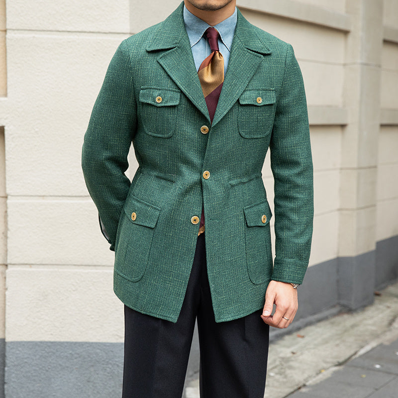 Safari Jacket Coat Texture Slim Fit