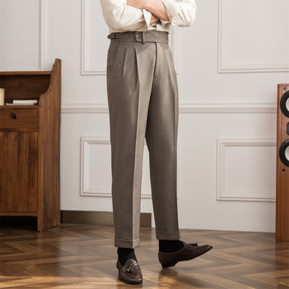 Men's Houndstooth High Waist Straight Casual Pants | Aimiliuz