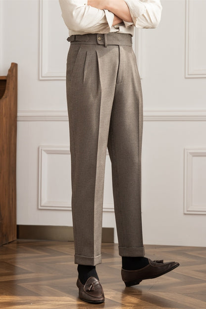 Men's Houndstooth High Waist Straight Casual Pants | Aimiliuz