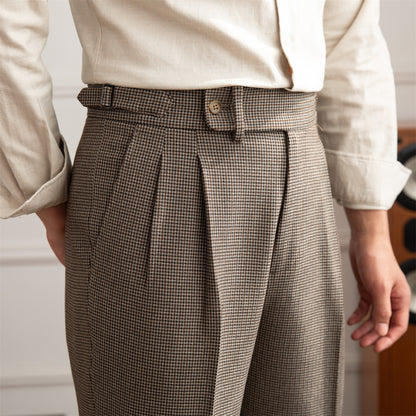 Men's Houndstooth High Waist Straight Casual Pants | Aimiliuz
