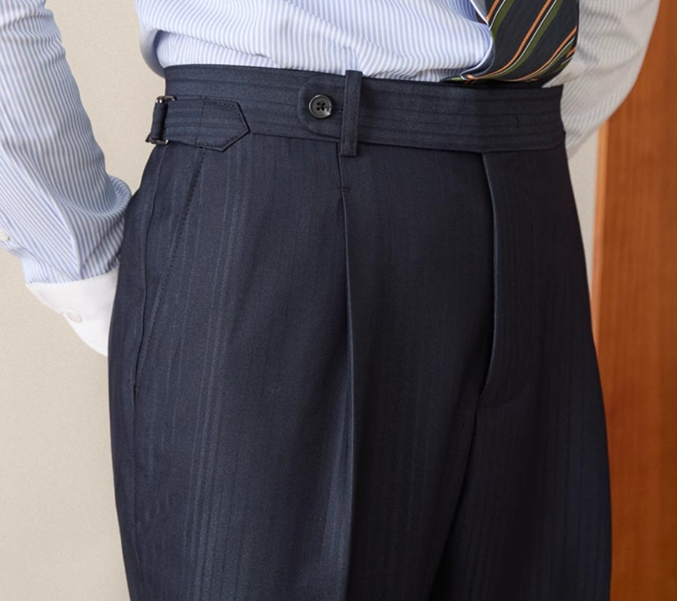 Business Casual Gentry Striped Straight High-waisted Trousers