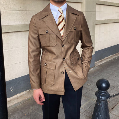 Men's Retro Fashion Casual Suit Collar Jacket | Aimiliuz
