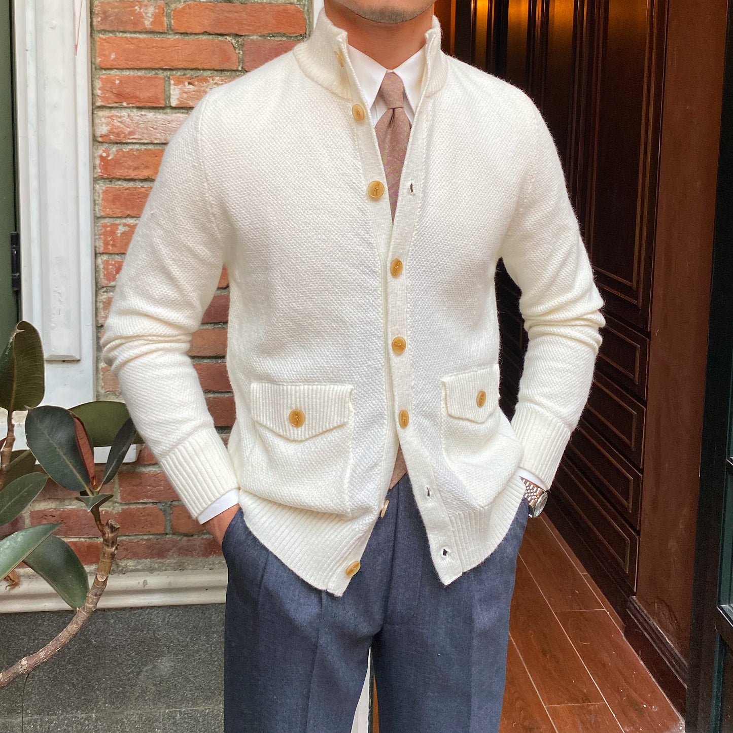 Warm Single Breasted Knitted Cardigan Jacket For Men | Aimiliuz